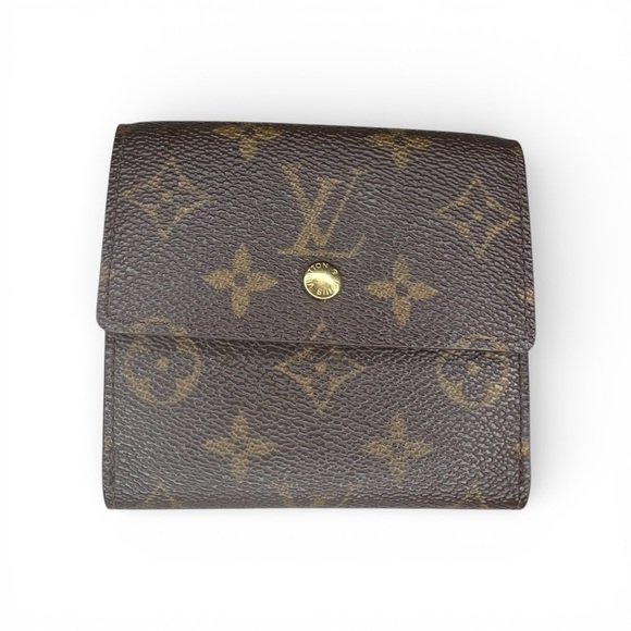 Authentic Louis Vuitton Monogram Elise double snap wallet LV compact card EUC